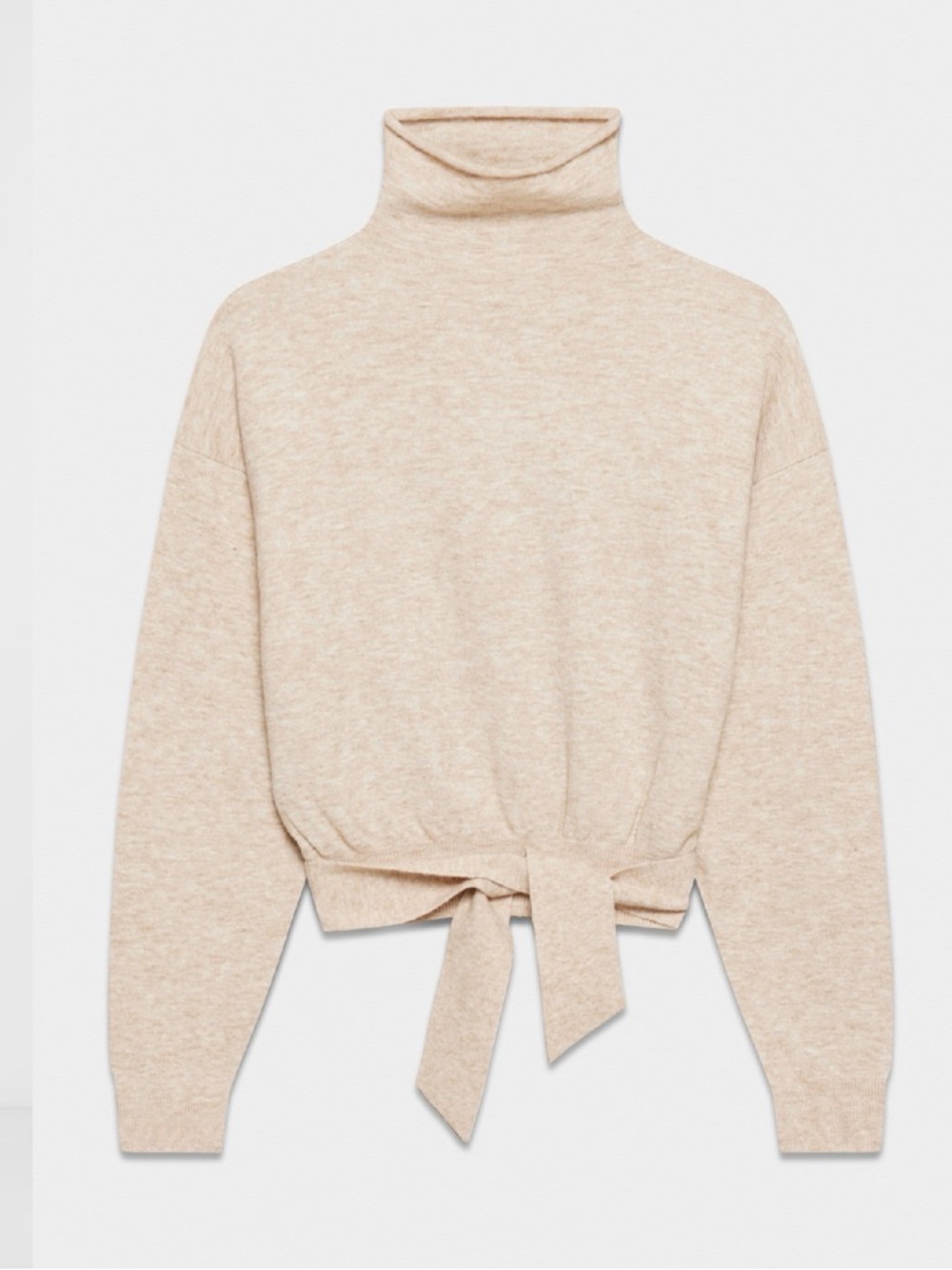 Aritzia Wilfred Beige Tie-Back Mock Neck Sweater Size S